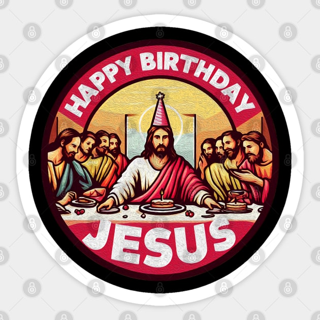 Happy Birthday Jesus Disciples Last Supper Christmas Sticker by Plushism